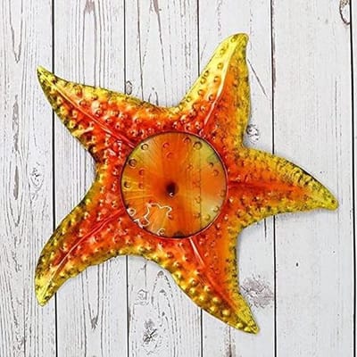 Tuin Metaal Zeester - Wanddecoratie - Buiten Decoreren - Eenvoudig Op te Hangen - Formaat A - Oranje