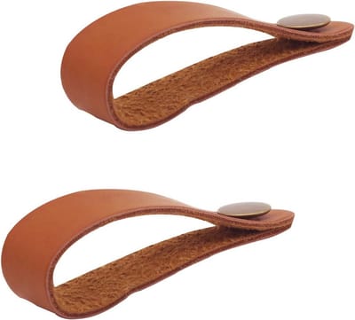 Gitaarband Knoppen Set (2 Stuks) voor Akoestische Gitaar en Ukelele - Bruin Lederlook