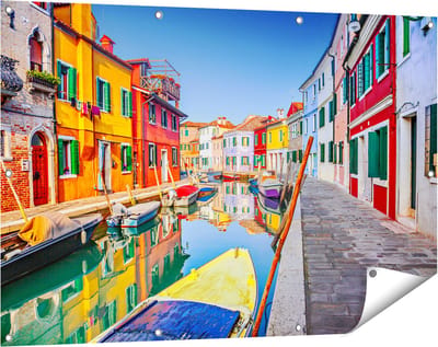 Gards Tuinposter Kleurrijke Huisjes aan het Water in Veneti� - 120x80 cm - Tuindoek - Tuindecoratie - Wanddecoratie buiten - Tuinschilderij