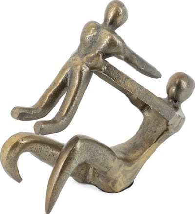 HomeBound by KY | Decoratie beeld metaal ouder met kind goud | 18,5x7,5x17cm | ornament metaal mens