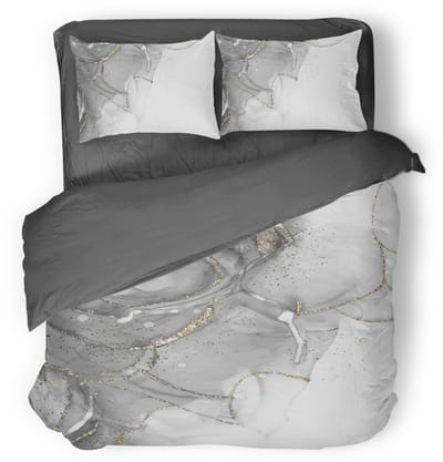 Eleganzzz Dekbedovertrek Mystic Nights - Soft Grey - Dekbedovertrek 200x200/220cm - Micropercal -Tweepersoons - Dekbedovertrekken - Abstract Dekbedovertrek