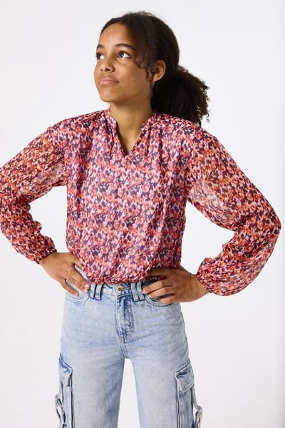 GARCIA Meisjes Print Blouse Oranje Lange mouw