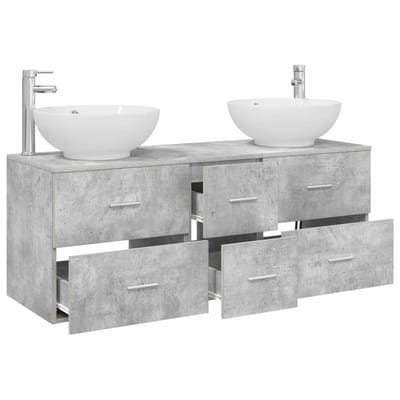 vidaXL - Badkamermeubel - Set - 3 - st - Betongrijs - 129 - x - 44,5 - x - 80 - cm