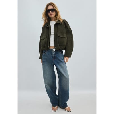 Stradivarius Oversized kunstsuède jack  Kaki XS