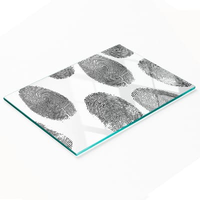 Keukenplank van gehard glas met decoratieve vingerafdrukken, 80x52 cm