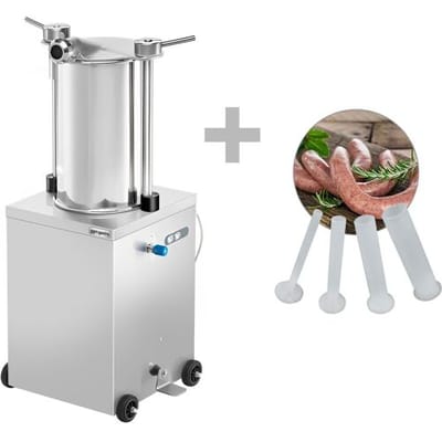 GGM Gastro Hydraulischer Wurstfüller - 35 Liter - 560 Watt - Edelstahl - inkl. 4 Füllrohre