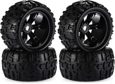 Set van 4 Monstertruck Banden en Velgen voor 1:8 Schaal RC Auto, 150mm Rubber Buitenbanden met 17mm Hex