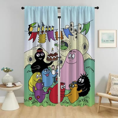 Les Barbapapas Rideaux d'Intérieur pour Salon Rideaux Occultants Décoration d'Halloween Tulle pour Rideaux de Chambre 2 Pièces W50xH70cmx2pcs-CL