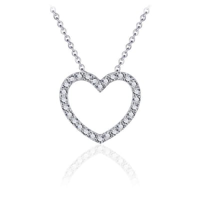 Juwelier Emo - Zilveren Ketting met hanger - Hart Ketting Zilver - 01125 - L 45 CM - DIAMETER 18 MM