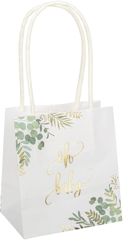 ARTYFETES - 6 traktatiezakjes oh baby eucalyptus goudfolie 10 x 18 x 5 cm met hengsels