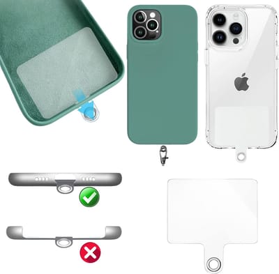 Set met hoesje en nekband voor iphone 16 plus - Flexibele, transparante TPU-bescherming, verstelbare universele nekband voor mobiele telefoons, zwarte nekband, transparante draagriem van Phonillico®