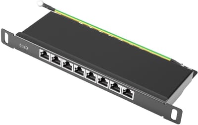 Patchpaneel 8 poorten - Netwerk verdeler - Gigabit netwerken - Afgeschermde metalen behuizing - 8 poorten - Zilver