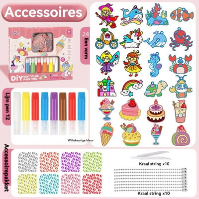DIY Sleutelhangers Maken Knutselpakket - inclusief 12 kleurstoffen&24Sleutelringen&8diamantstickers&Glitters-65-Delig -DIY-Knutselen Meisjes, Jongens, Volwassenen Sieraden Hobby- Hobby & Creatief - Gratis kristalgraffiti hangende ornamenten