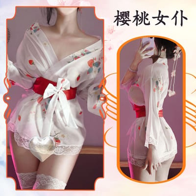 Seks Ondergoed Puur Verlangen Dun Perspectief Aardbei Kimono Verleiding Hot Pyjama's Onthouding Passie Vrouw One size gray