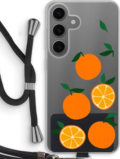 Case Company® - Hoesje met koord geschikt voor Samsung Galaxy S24 hoesje met Koord - Will you be my clementine - Telefoonhoesje met Zwart Koord - Bescherming aan alle Kanten en Over de Schermrand