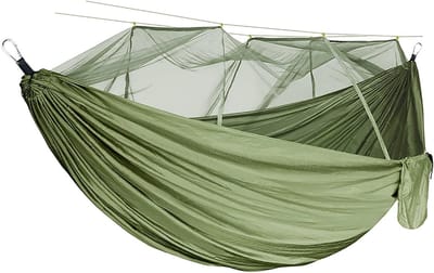 Hangmat met Net - Kampeerhangmat Reishangmat - Ontspannen Buiten - Ultralicht Parachute Nylon - 275 x 140 cm - One Color