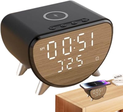 Wekker met oplader - Digitale klok - Bureau organiseren - Draadloos laden - 86 cm breed - Zwart