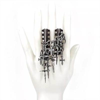 Nieuwe Punk Vingerring Metaal Vintage Unisex Skelet Prikker Roestvrij Staal Ins Coole Ringen Accessoires Voor Vrouwen Mannen Sieraden white