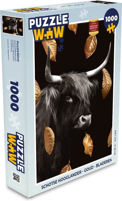 Puzzel Schotse hooglander - Goud - Bladeren - Legpuzzel - Puzzel 1000 stukjes volwassenen