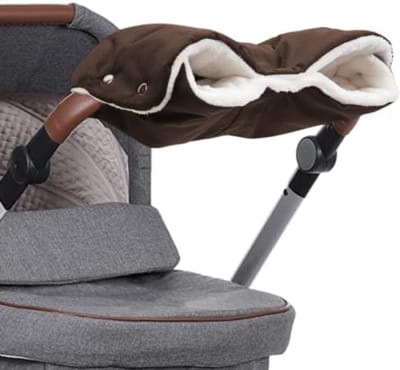 PromoHome Universele Handwarmer voor Kinderwagens - Zachte Flanellen Binnenkant en Waterdichte Bescherming "Bruin"
