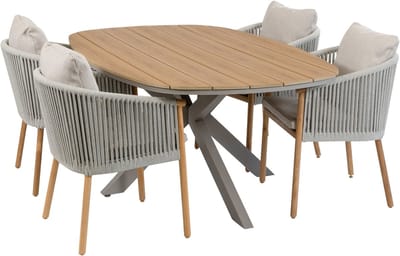 5-delige tuinset | 4 Es Vedra tuinstoelen (Teakhout) | Tuintafel Cadiz 180x115cm (Camel)