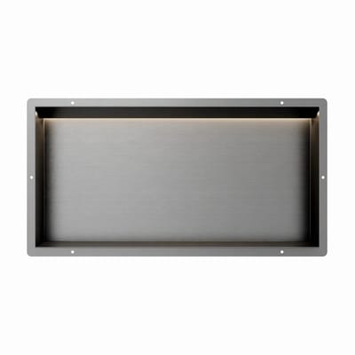 Gun Metal RVS Inbouwnis 30x60x7cm met tegelflens en RGB verlichting