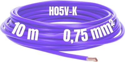 Kalitec 10 meter H05V-K 0,75 mm² paarse bedradingskabel I-aderkabel flexibel I PVC enkeladerig I meeraderig 0,75mm2 I bedrading fijndradig I enkele kabel I kabel enkeldraads schakeldraad vlamvertragend