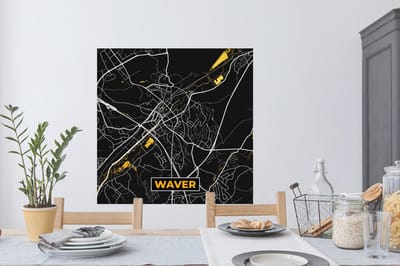 Muurstickers - Sticker Folie - Waver - Stadskaart - Plattegrond - Goud - Kaart - 100x100 cm - Plakfolie - Muurstickers Kinderkamer - Zelfklevend Behang XXL - Zelfklevend behangpapier - Stickerfolie