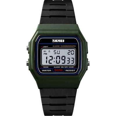 SKMEI 1412 Heren Analoog Digitaal Horloge Mode Casual Sport Polshorloge Tijdweergave Alarm 5ATM Army green gray