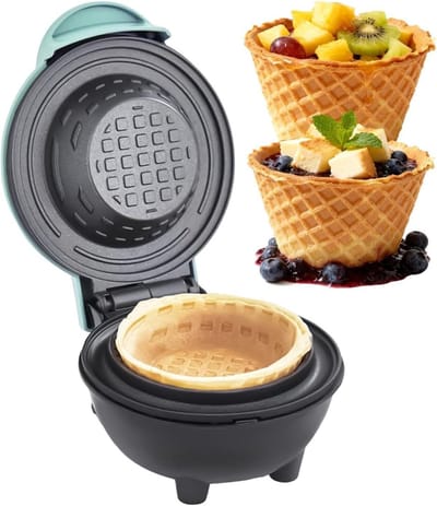 Wafelijzer - Dessertmaker Koekjesmaker - Desserts Maken - Antiaanbaklaag - 12.4D x 17.1W cm - Blauw