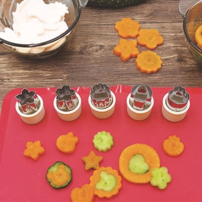Moule à découper et à façonner les légumes et les fruits en acier inoxydable 4/5/10/12/14 pièces, découpeur pour faire des salades de fruits, emporte-pièces pour légumes et fruits 5pcs orange