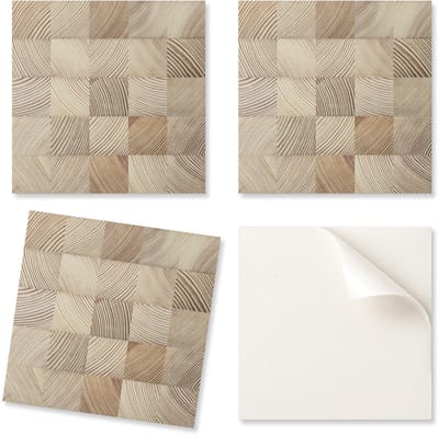 Decoratieve vinyl wandtegels met een bedrukt houten plankenpatroon, 20x20x20 cm