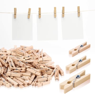 Dailygoods - Houten knijpers, mini-wasknijpers, 150 stuks, decoratieve knijpers, kleine houten wasknijpers, voor foto's, collages, ansichtkaarten, geschenken (drie maten)
