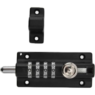 Boulon de Sécurité à Combinaison Mot de Passe Durable Revêtement Résistant à la Rouille Boulon de Serrure à 4 Chiffres pour Portail de Piscine Clôture FermeNoir black