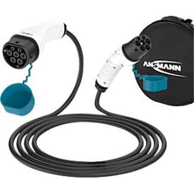 ANSMANN type 2 laadkabel met 22 kW, 500 cm voor hybride & elektrische auto's / Type 2 auto laadkabel 5 meter, 3-fase, geschikt voor e-auto's & hybride auto's, zoals Tesla Model 3, e-Up, ID.3, ID.4, Zoe, EQ fortwo
