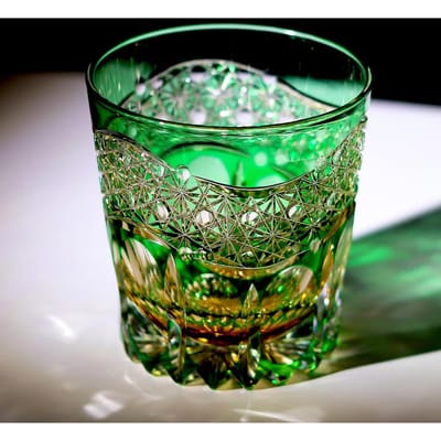 Edo Kiriko-Old Fashioned Whiskey Tumbler, Handgesneden, Loodkristal Glas, Luxe Tumbler, Barware, Nieuw 320ml