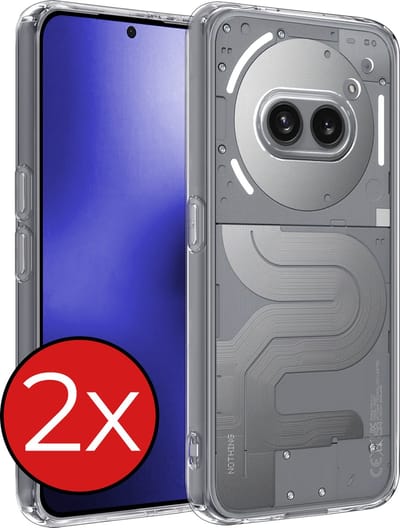 Hoesje - 2 Stuks - Geschikt voor Nothing Phone (2a) - Sterk & Shockproof - Telefoonhoes - Back Cover - Case Siliconen - Telefoon Hoes - Transparant