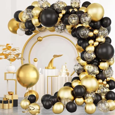 Ballonnenslinger Set - Feestdecoratie Ballonnen - Feestelijke Sfeer Creëren - 147 Stuks Metallic - Goud Zwart - Metallic Goud