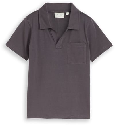 Tom Tailor - Zwaar jersey poloshirt met borstzak - Maat 128/134 - dark urban grey
