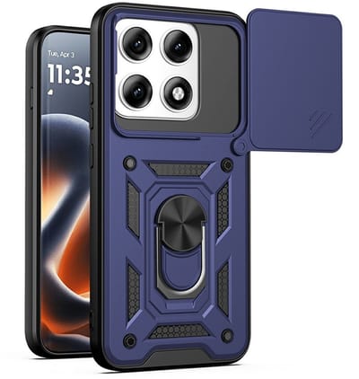 Coverup Hoesje - Geschikt voor Motorola Edge 70 Pro Hoesje - Coverup Armor Ring Kickstand Back Cover met Camera Shield - Blauw