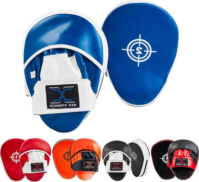 Ponsen Focus Pads - Bokshandschoenen Training - Kickboksen Oefenen - Meerlaagse Schuimvulling - Standard Maat - Blauw Wit