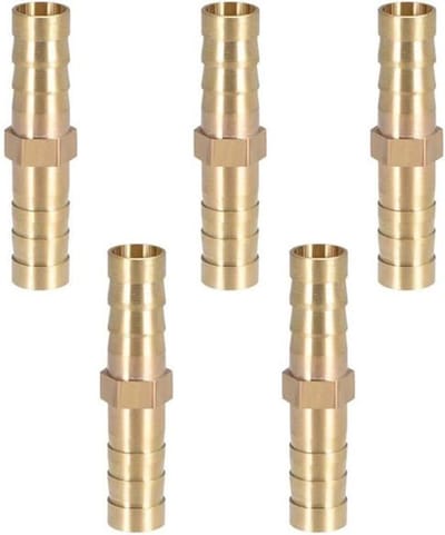 MK Stoer - Messing Barb Slang Fitting - Connector Koppeling - 8mm - Rechte Barb - Joiner Voor Air Gas Water Brandstof - Geschikt voor alle merken - Goudkleurig - 5 stuks