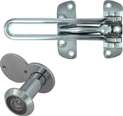 AMIG deurbeveiliging set - kierstandhouder met deurspion - verchroomd - deurdikte 35 tot 60mm