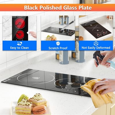Inbouw Elektrische Kookplaat 2 Zones – 3000W – Sensor Touch Bediening & Timer