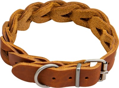 Animal Boulevard Ab30048 - Hals- En Leibanden - Hond - Ab Country Leather Gevlochten Halsband Cognac-25mmx47-53cm - Maat: 25mmx47-53cm - 205300