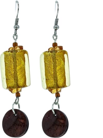 Behave - Oorhangers bruin met schelpdetail - Natuurlijke stijl - Dames