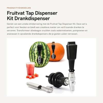 Dailygoods- Tap Dispenser Set - Maak Drankdispenser van Fruit - Kunststof F-draadset - Roestvrijstalen Kerngereedschap - Ideaal voor Feesten - Instructies Inbegrepen
