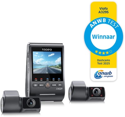 VIOFO A329S 3CH - Dashcam - 4K Voorcamera - 2K Achtercamera - Interieurcamera - Sony STARVIS 2 Nachtzicht - WiFi 6 - Parkeerstand - GPS - SSD Opslagondersteuning