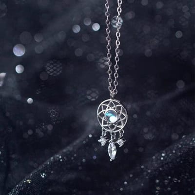 Maansteen Dromenvanger Kubieke Zirkonia 925 Sterling Zilveren Sleutelbeenketting Ketting voor Vrouwen Bling Delicate Sieraden black