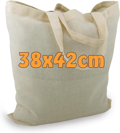 Onbedrukte katoenen jute tas met korte hengsels 38x42 cm Oeko-Tex 100
